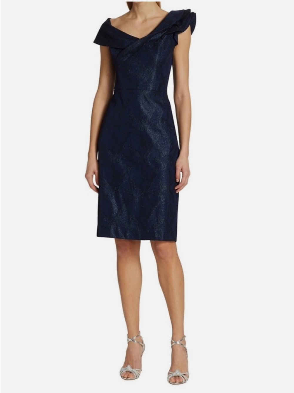 Teri Jon designer midi in navy with muted sparkles - new with tags, size 6